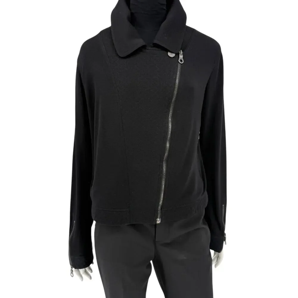 Chanel Black Quilted Wool Moto Zip Jacket – Size 46